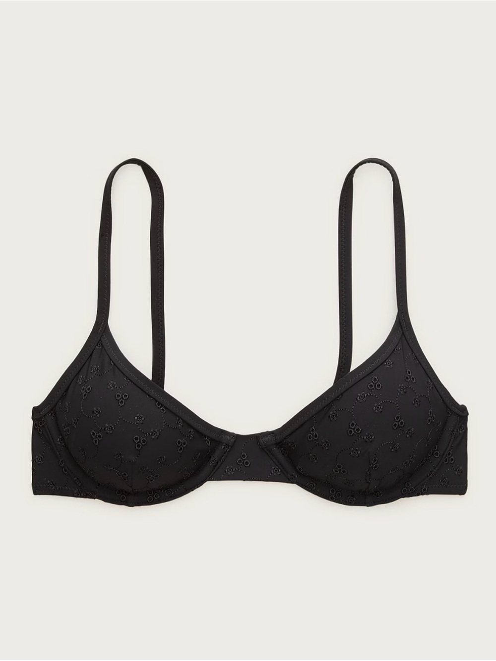 J. Crew Black Embroidered Underwire eyelet bikini top 36C